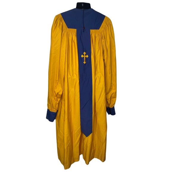 Lyric Genuine Embroidered Unisex Choir Gown (Size:L, Color:Gold/Royal Purple) - Picture 2 of 4